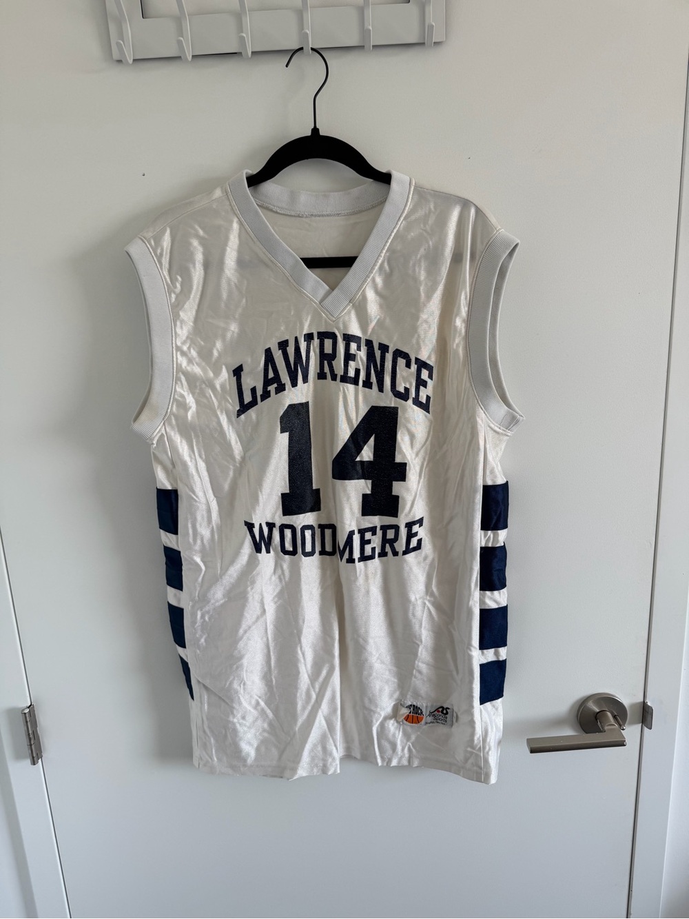 LAWRENCE WOODMERE Academy #14 White Basketball Jersey LWA Vintage High School